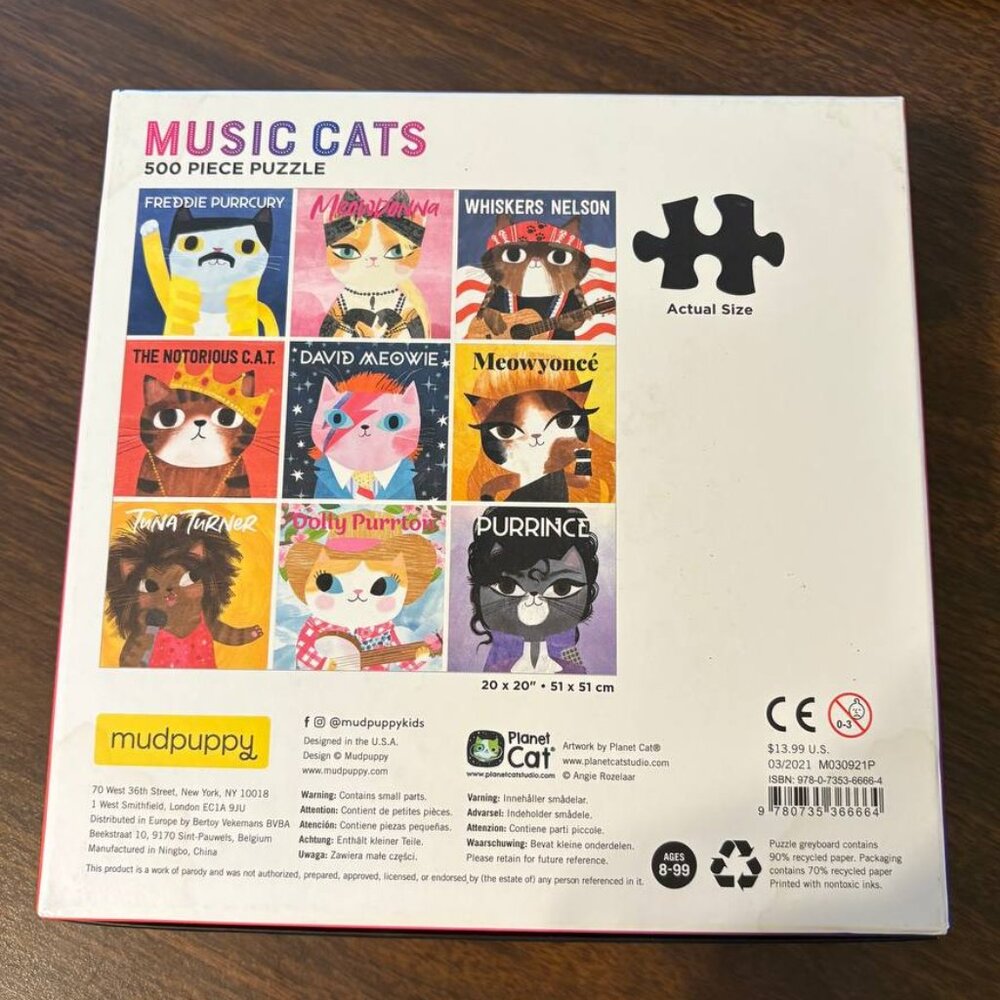 "Music Cats" Mudpuppd 500 pc Puzzle - Planet Cat Studio - Picture 3 of 3